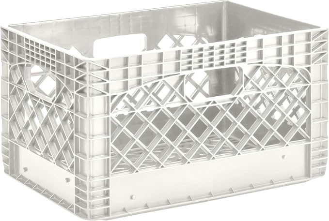 Juggernaut 3 Pack Storage Milk Crates, Plastic Stackable Containers, 24 Qt - Large Bins for Organizing Homes, Offices, Garages, White - Image 6