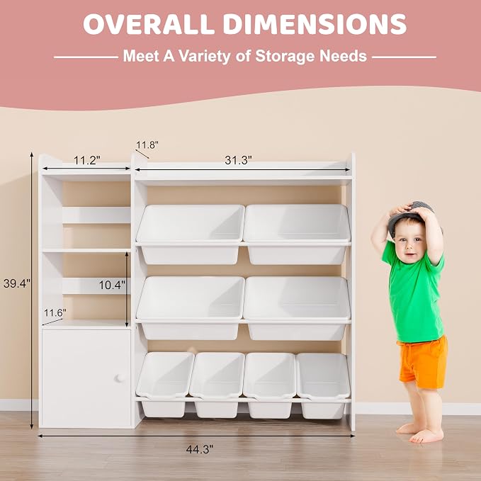 Xilingol Kids Toy Storage Organizer, 4-Tier Toy Organizers W/8 Removable Storage Bins, Kid Bookshelf and Toy Storage for Study Room, Bedroom, Kids Room, Classroom, Nursery - Image 2