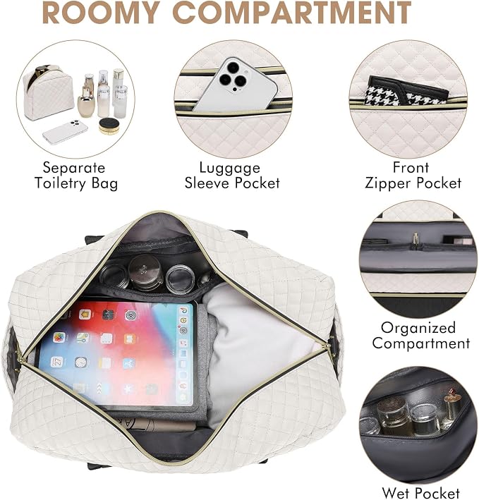 Travel Duffle Bag Weekender for Women - Carry-On Overnight Personal Item Bags with Shoe Compartment & Wet Pocket Large Weekend Tote with Toiletry Bag Hospital Bags for Labor and Delivery - Image 4