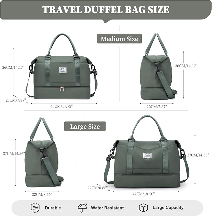 Weekender Bags for Women, Personal Item Travel Bag with Shoes Compartment | Overnight Travel Duffel Bag with Toiletry Bag, Airplane Friendly Carry-On Bag with Wet Pocket & Trolley Sleeve,Medium - Image 3
