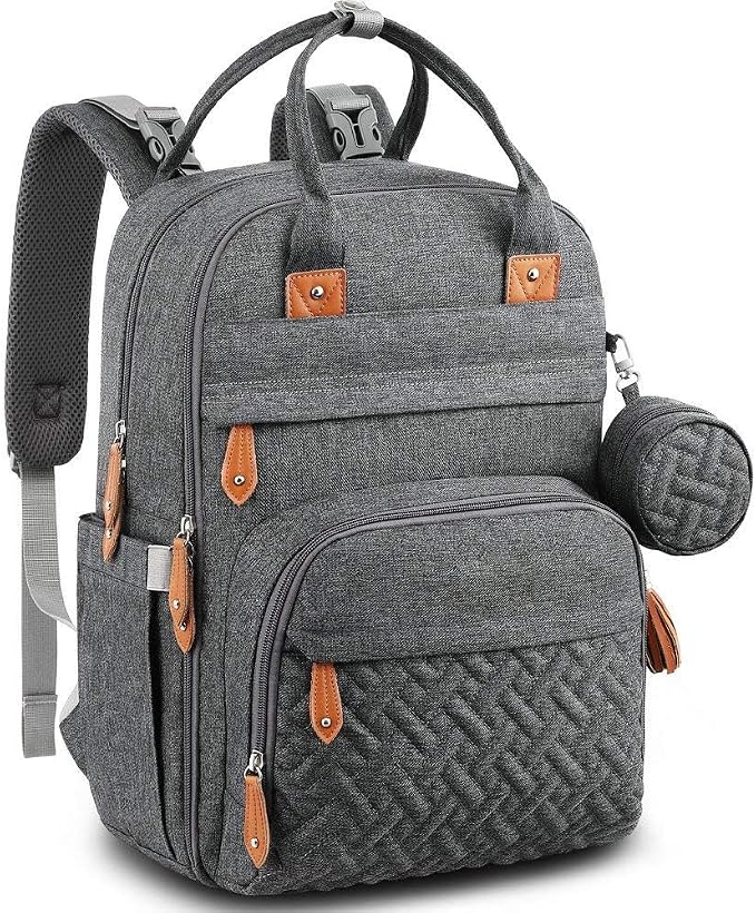 KAUKKO Baby Diaper Backpack Multifunction Travel Organizer with Stroller Straps Large Capacity and Durable (T1BLACK) (MDARK GRAY) by KAUKKO