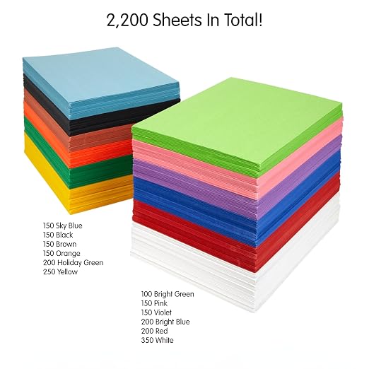 Colorations 9" x 12" Construction Paper Classroom Pack, 2200 Sheets | Mediumweight Construction Paper, Bulk Set, Classroom Arts & Crafts Supplies - Image 4