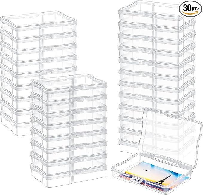 30 Pcs Clear Photo Storage Boxes for 4" x 6" Pictures Transparent Photo Case Plastic Photo Organizers and Storage Photo Storage Containers Photo Keeper for Photo Picture Card, 6.7 x 4.7 x 1.2'' by Geelin