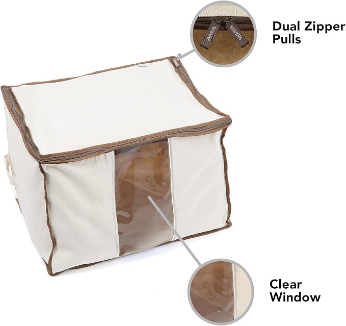 Covermates Canvas Storage Bag for Blankets, 19.25" W x 13" D x 12.5" H | label window, zipper closure, carrying handles, 3-year warranty - Image 4