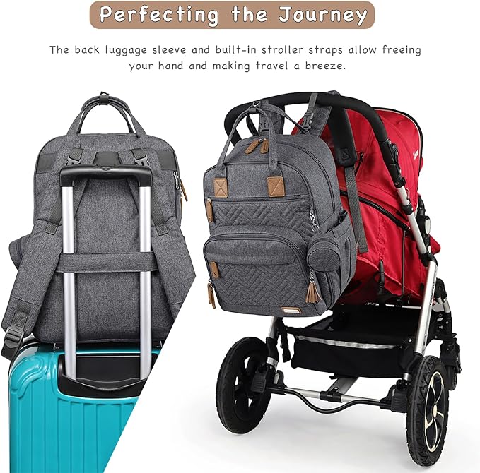 iniuniu Baby Diaper Bag Backpack, 4 in 1 kit Large Capacity Travel Backpack | Waterproof Backpack for Moms Dads,Travel Backpack with Pouch,Washable Changing Pad, Baby Essentials - Image 6