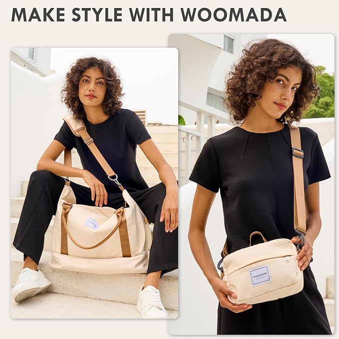 WOOMADA Weekender Overnight Bag for Women, Shoulder Travel Duffel with Shoes Compartment,Gym Bag with Toiletry Bag - Image 7