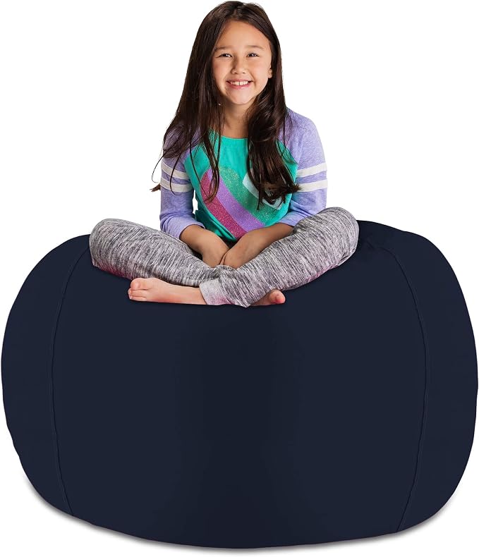 Posh Stuffable Kids Stuffed Animal Storage Bean Bag Chair Cover - Childrens Toy Organizer, X-Large 48" - Solid Navy Blue by PoshCreations