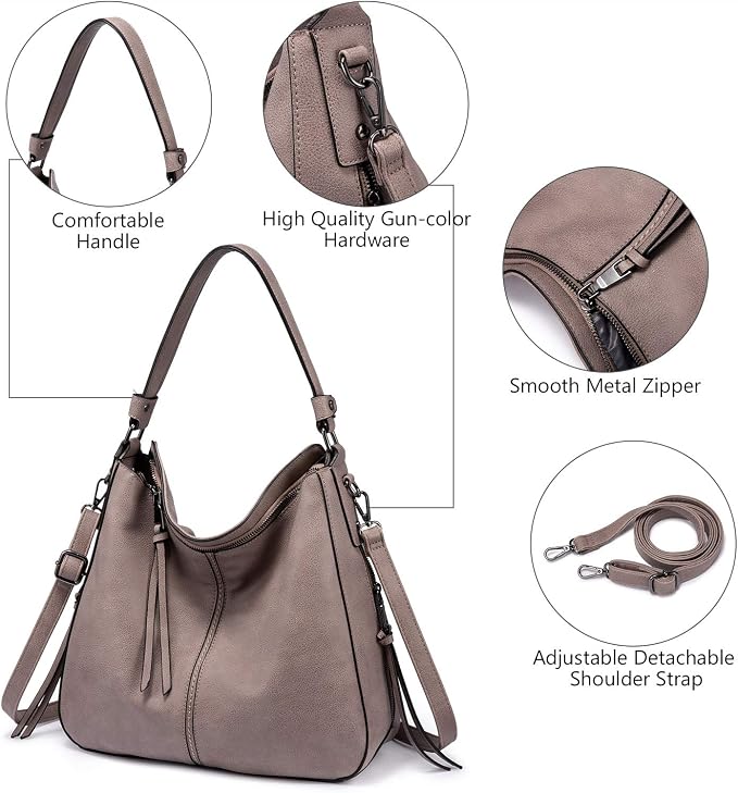 Hobo Crossbody Bag for Women, Designer Shoulder Purse Handbags - Image 7
