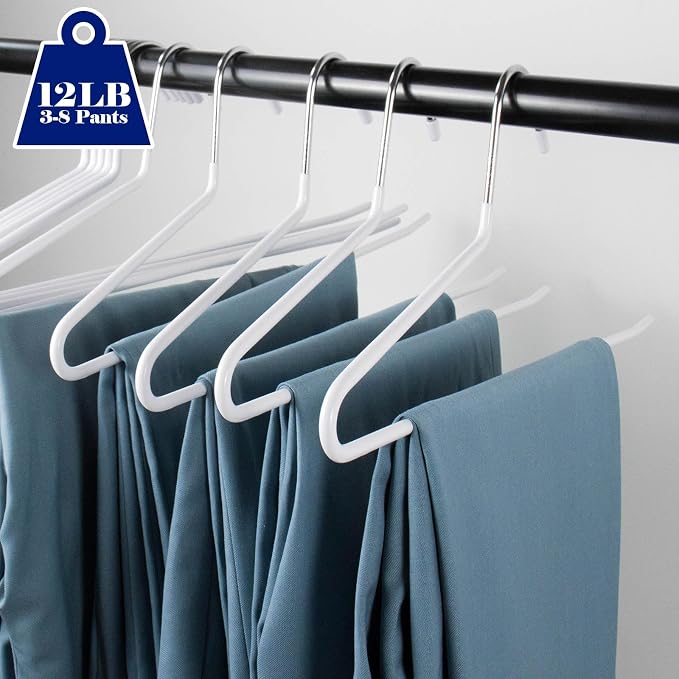 Pants Hangers 30 Pack Non Slip,Trouser/Blanket/Jeans Hangers for Closet Space Saving,Open Ended Pants Hanger Strong Durable (White) - Image 4