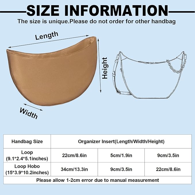 Purse Organizer Insert, Slim Inside Bag Organizer Insert Fit for LV Loop Hobo Inner Liner Half Moon Bag (loop hobo) - Image 2