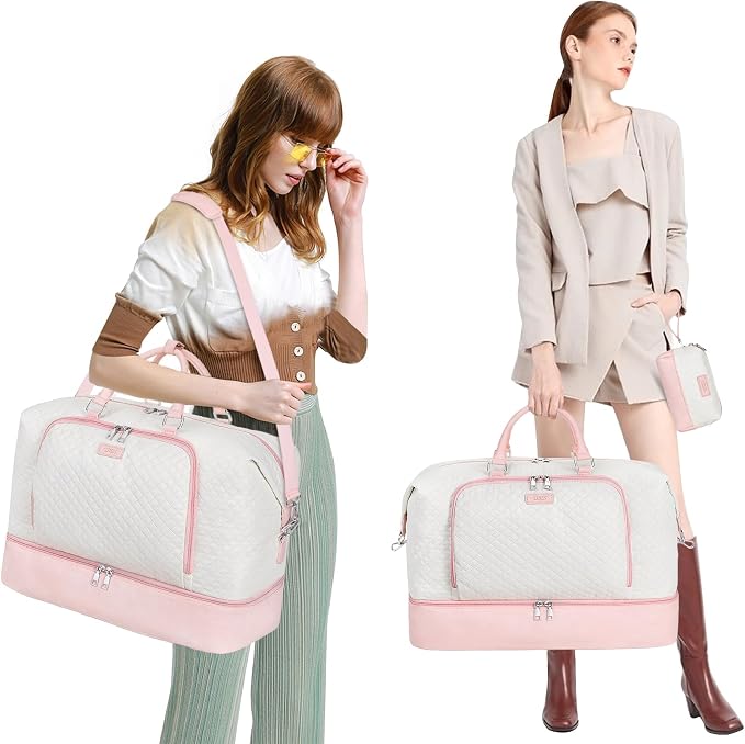 TIBES Travel Weekender Bag for Women, Overnight Bag with Shoe Compartment | 3PCS Large Travel Duffel Bag for Gym, Travel, Hospital, Business Trip, Carry On Tote, Wet & Dry Separation, Water Resistant - Image 6