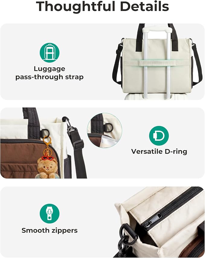 BAGSMART Tote Bag for Women, Puffy Laptop Work College Shoulder Handbag | 30oz or 40oz Tumbler Holder with Crossbody Strap, 13 inch or 15.6 inch Laptop Sleeve, Water Resistant Puffer Teacher Tote Bag - Image 6