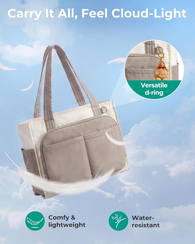 BAGSMART Tote Bag for Women, Puffy Laptop Work College Shoulder Handbag | 30oz or 40oz Tumbler Holder with Crossbody Strap, 13 inch or 15.6 inch Laptop Sleeve, Water Resistant Puffer Teacher Tote Bag - Image 7