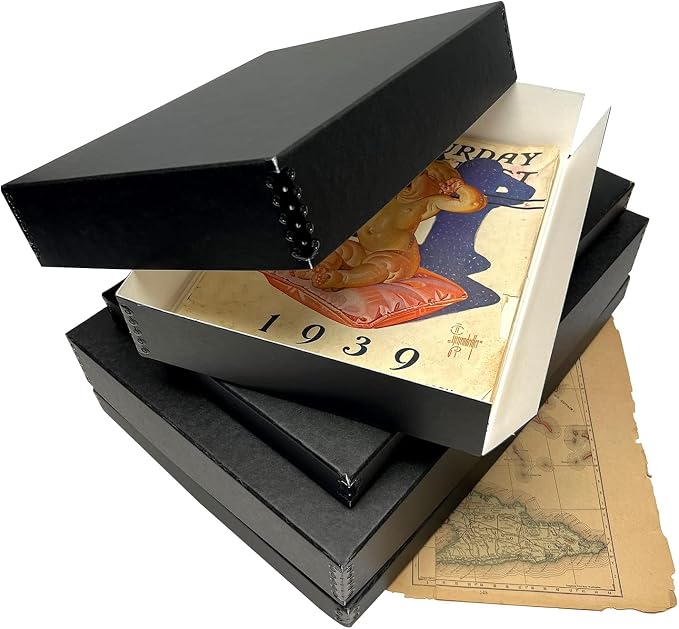 Lineco Museum Archival Storage Box, Drop Front, 11.75x18.25x3 in, Black | Acid-Free with Metal Edge, Preserves Picture Longevity, Organize Photos, Newspapers, Prints, Documents, Crafts, DIY - Image 7