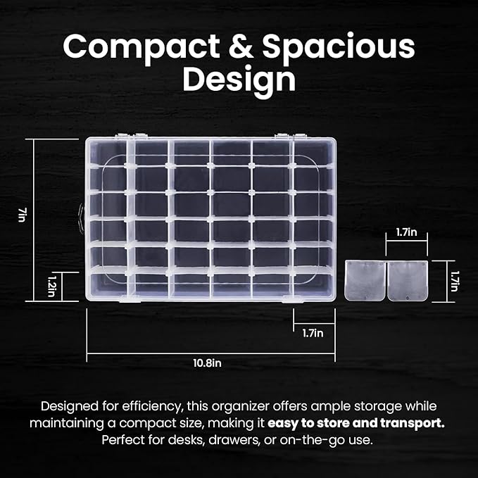 Budreu 8pack 36 Grids Plastic Clear Organizer Box bead Storage Containers with Adjustable Dividers for Craft Jewelry Fishing Tackles Parts Storage with 8 Sheets Label Stickers - Image 2