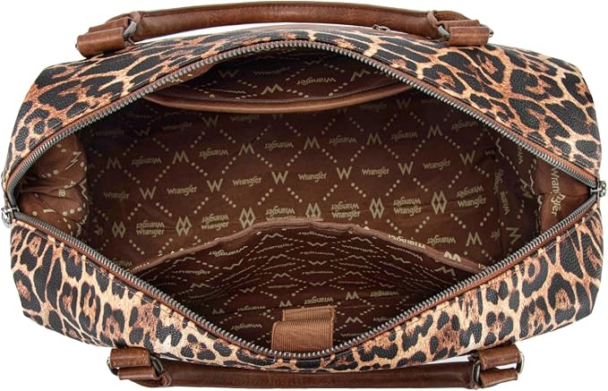 Wrangler Duffel Bag Large Travel Weekender Bag for Women Waterproof Carry on Overnight Bag for Gym,Trips,Weekends,Leopard Brown - Image 5