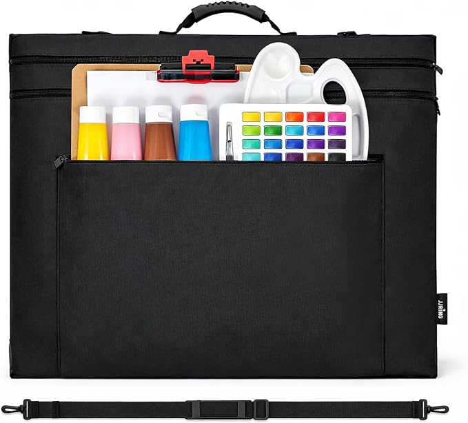JJRING 20x26 Art Portfolio Tote Bag With Shoulder Strap, Black | Large Carrying Storage Case With Handle For Artwork, Posters, Canvas, And Drawing Boards by JJRING