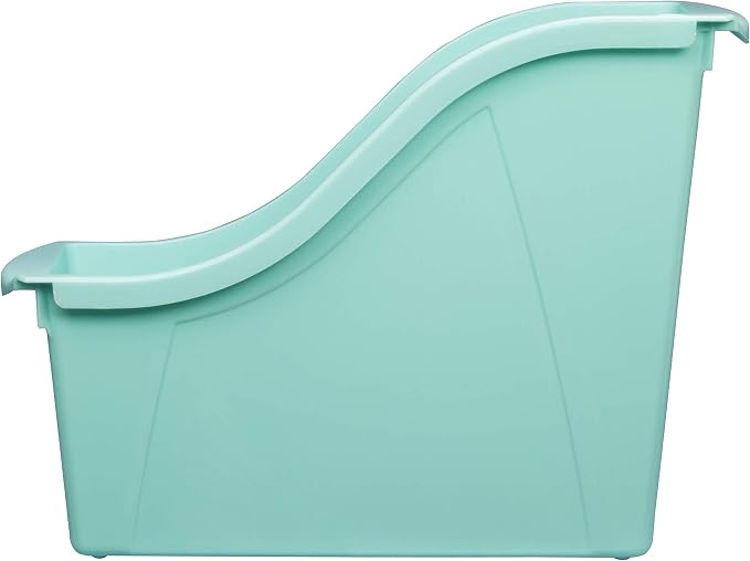 Storex Small Book Bin, Linking Storage Bin, Dry Erase Surface, 11.75" x 8.5" x 4.5" STEM Turquoise (Pack of 6) - Image 12