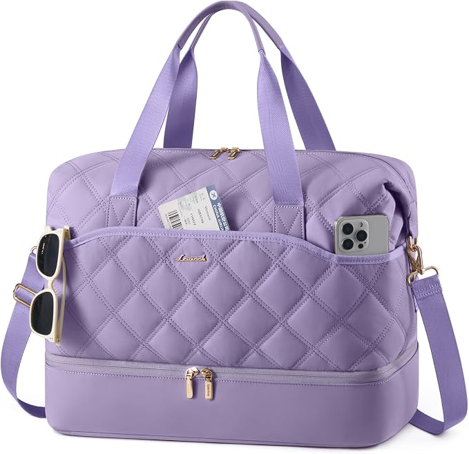 LOVEVOOK Weekender Bags for Women with Shoe Compartment, Lightweight Travel Duffle Bag, Hospital Overnight Bags, Personal Item Carry On Bag for Gym (Violet, 35L - Medium) by LOVEVOOK