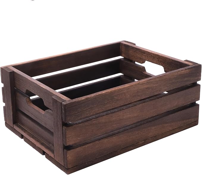 Rustic Vintage Finished 2 Packs Wooden Crate with Handles - Nesting Storage Display Organization Crate for Party Office Bedroom Kitchen and Closet - Image 7