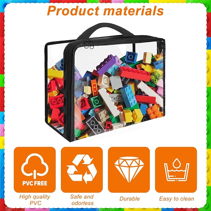 20 Pack Extra Large Toy Storage Bags PVC Organizing Bags with Zippered, Toy Storage Organizer with Portable Handheld，Waterproof Toy Bags for Board Games Clay, Building Blocks, Toys，Books - Image 4