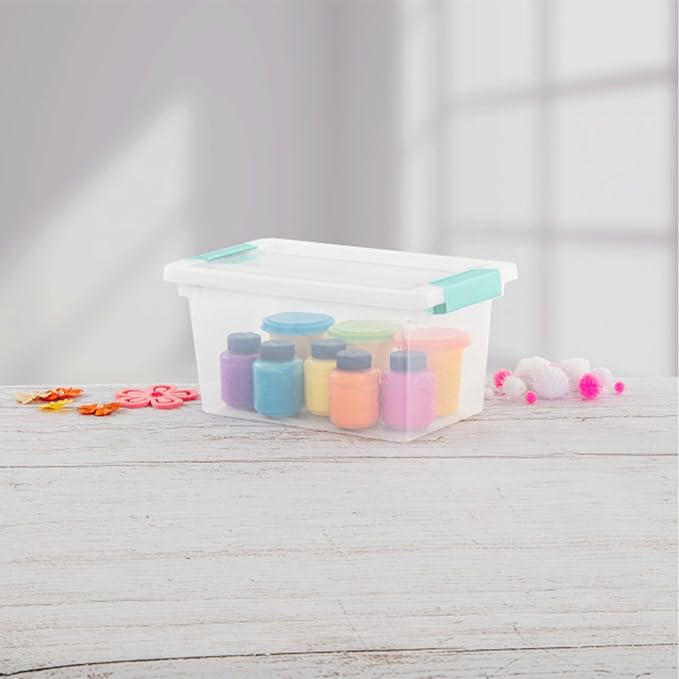 Sterilite 4-Pack Clip Box, Stackable Clear Plastic Bins with Latching Lids, Medium - Writing, Arts or Crafts Supplies Storage Containers for Home, Office, Classroom and Workshop Organization - Image 8