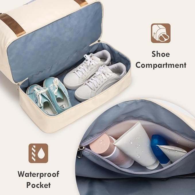 WOOMADA Weekender Overnight Bag for Women, Shoulder Travel Duffel with Shoes Compartment,Gym Bag with Toiletry Bag - Image 5