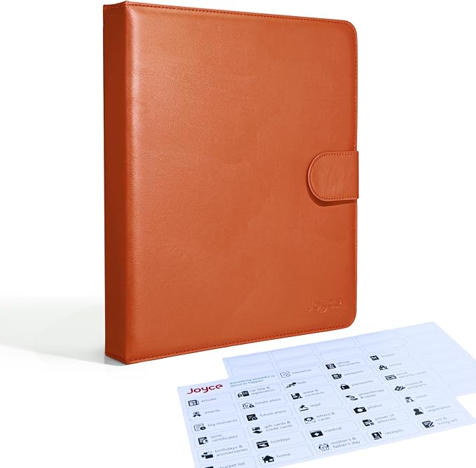 JOYCE Important Document Organizer 14 Expanding Pockets,Brown | Waterproof leather binder with 13 Card Slots for Passports, Birth Certificates, Tax Files and Wills by FeaturedProducts