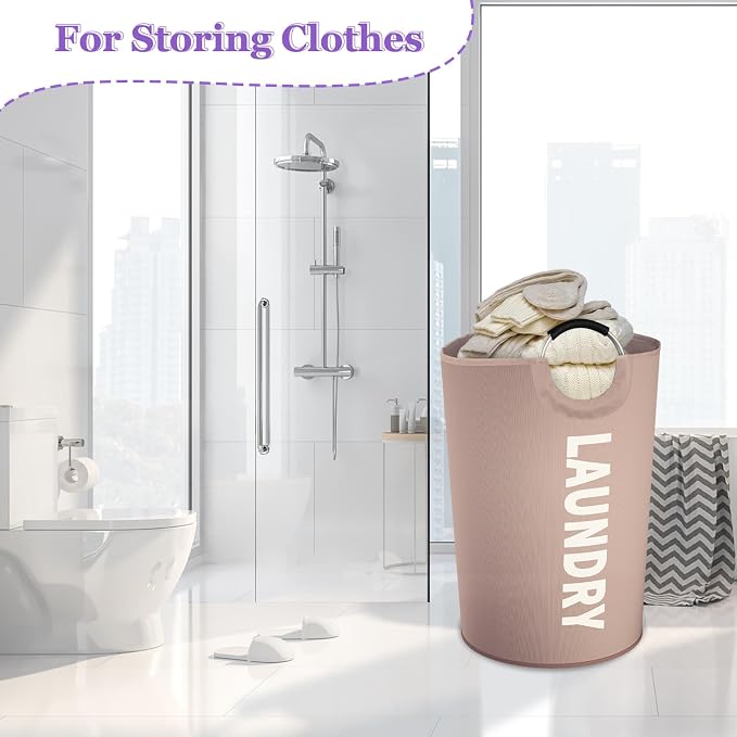 125L Extra Large Laundry Basket with Handles, Folding Dirty Clothes Hamper, Independent Laundry Hamper in 600D Oxford Fabric, Rugged Storage Basket for Family, Dorm, Khaki - Image 4