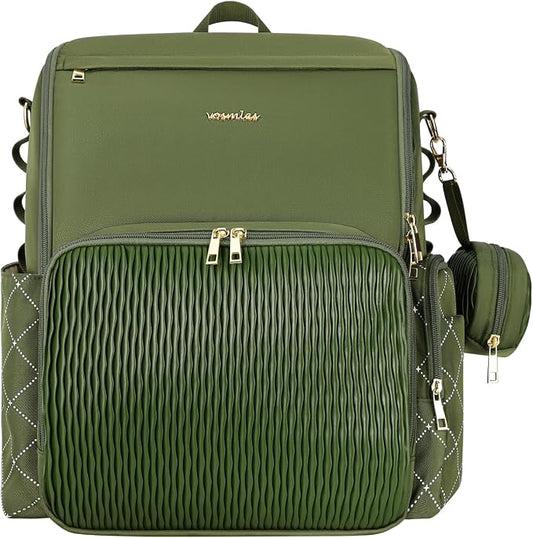 Stylish Baby Diaper Bag, Baby Bag with Changing Pad, Pacifier Case& Stroller Straps, Large Diaper Backpack Boy Girl, Water Resistant Travel Diaper Backpack（Green） by Unknown