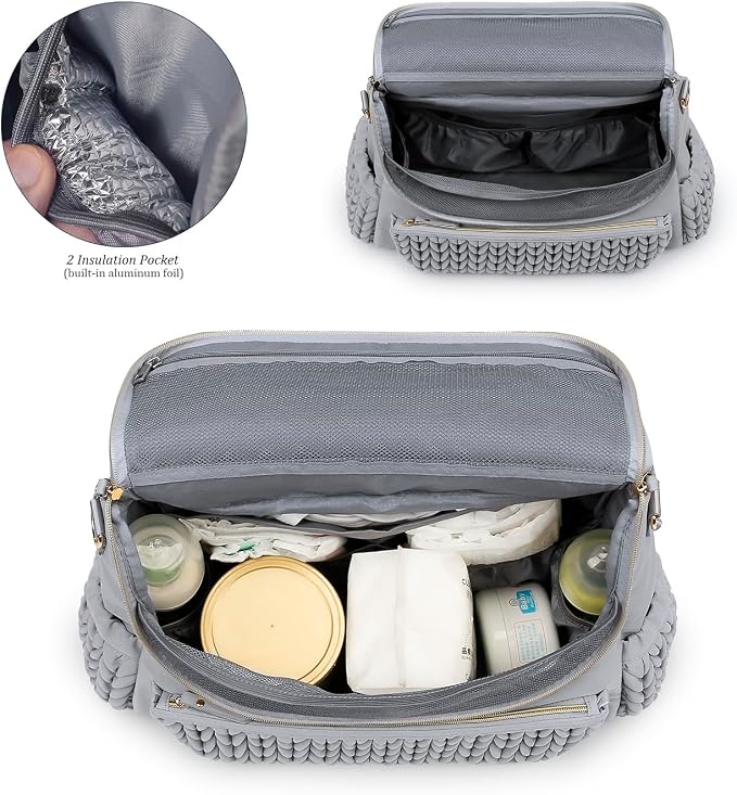 Lmbabter Diaper Bag Backpack Messenger Bag Travel Backpack Maternity Bags Stylish Baby Bag with Changing Pad for Mom (Grey B) - Image 3