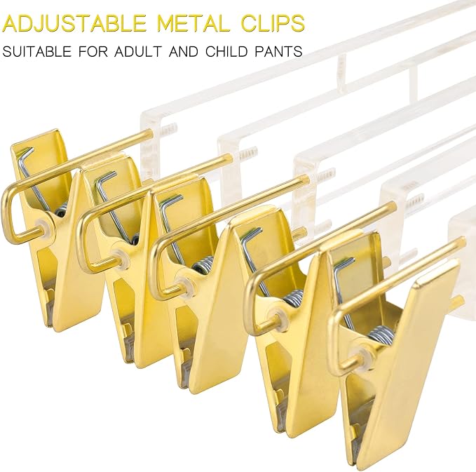 Acrylic Hangers,Clear Hangers with Gold Hooks,Luxurious Skirt Pants Hangers Gold Clips for Clothing Closet Storage 15 pcs - Image 5