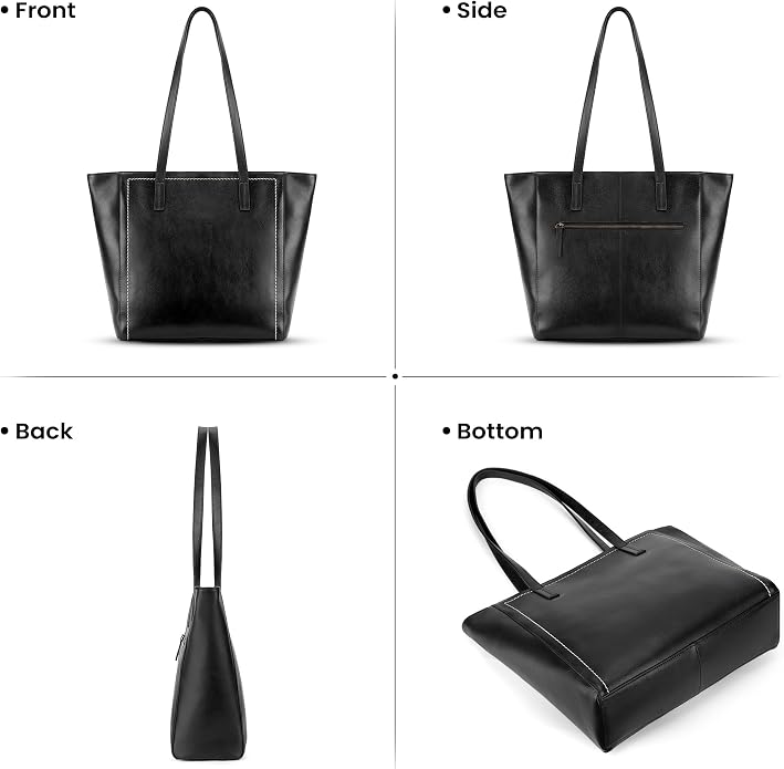 befen Vintage Genuine Leather Work Tote Bag for Women, Tote Bag with Zipper | Large Tote Bag with Zipper Leather Purse and Handbags with Compartment, Vintage Genuine Leather Work Tote Bag for Women - Image 9