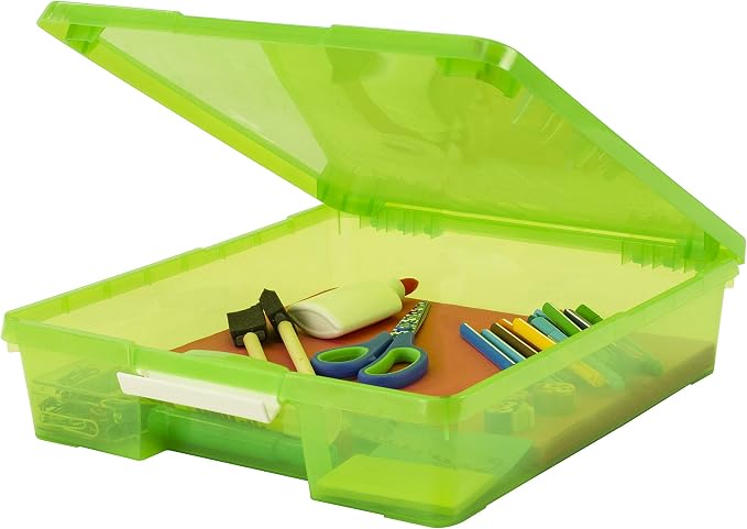 Storex Classroom Craft Project Box – Stacking Plastic Organizer Fits 12x12 Scrapbooking Paper, Green, 5-Pack (63207U05C) - Image 7