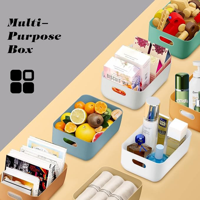 OWill 7-Pack 7.2 L Plastic Storage B-ins and Baskets for Efficient Home Classroom Organization - Small Containers in Multiple Colors for Kitchen, Cupboard Box, Bathroom Organizer on Shelves and Tubs - Image 6