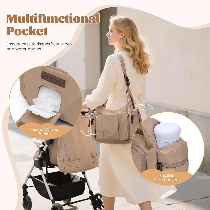 14L Puffer Diaper Bag Tote, Large Capacity Travel Diaper bags, Crossbody Hospital Bag for mom - Image 5