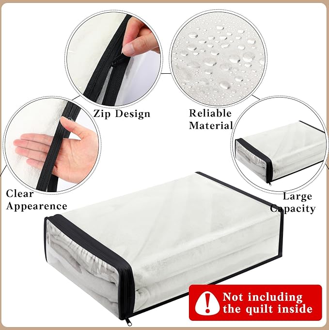 Riakrum 30 Pack Clear Zippered Storage Bags, 15x11x4 inches, Vinyl Plastic Sweater Sheet Organizers Storage Bags, PVC, for Clothes, Sheet, Blankets, Fabrics Organizers (Black) - Image 3