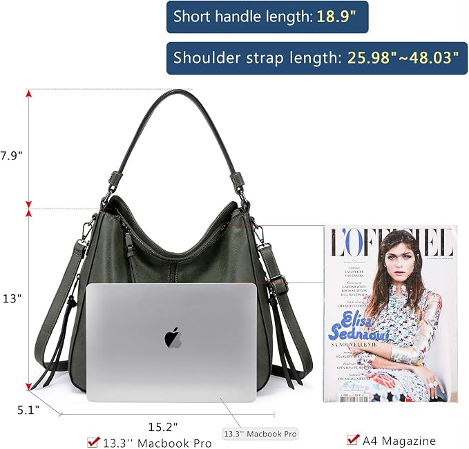 Hobo Crossbody Bag for Women, Designer Shoulder Purse Handbags - Image 2