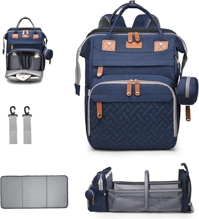 Diaper Bag with Changing Station, Pacifier Pouch, Waterproof Travel Design, Blue by CESAILT