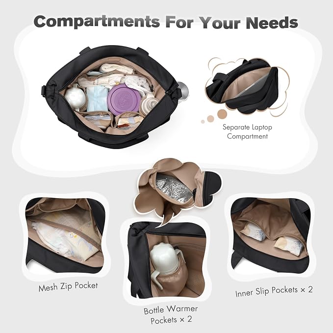 14L Puffer Diaper Bag Tote, Large Capacity Travel Diaper bags, Crossbody Hospital Bag for mom - Image 2