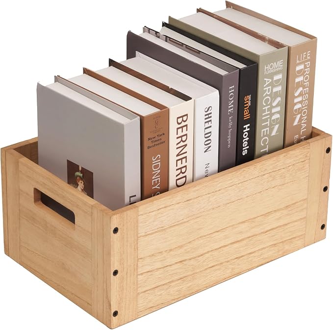 KIRIGEN Stackable Wood Storage Cube with Handles, Open Cubby Bin, Natural | Open-Front Wooden Box Crate for Books, Clothes, Shoes, Closet Storage, and Display for Home Office, Assembly Required C5-NA by KIRIGEN
