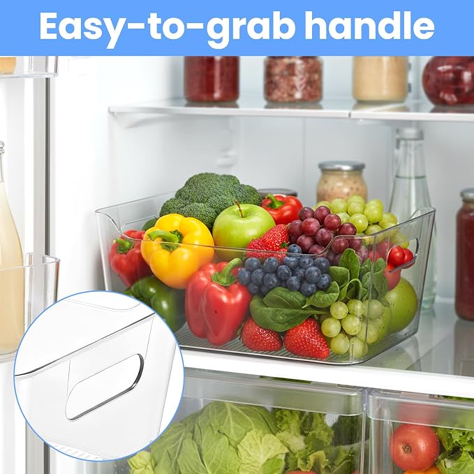 6 Set Storage Bins, Clear Plastic Organizers, with Handles | Clear Plastic Storage Containers, Multi-Use Organizers, for Home, Kitchen, Cabinet and Pantry - Image 4