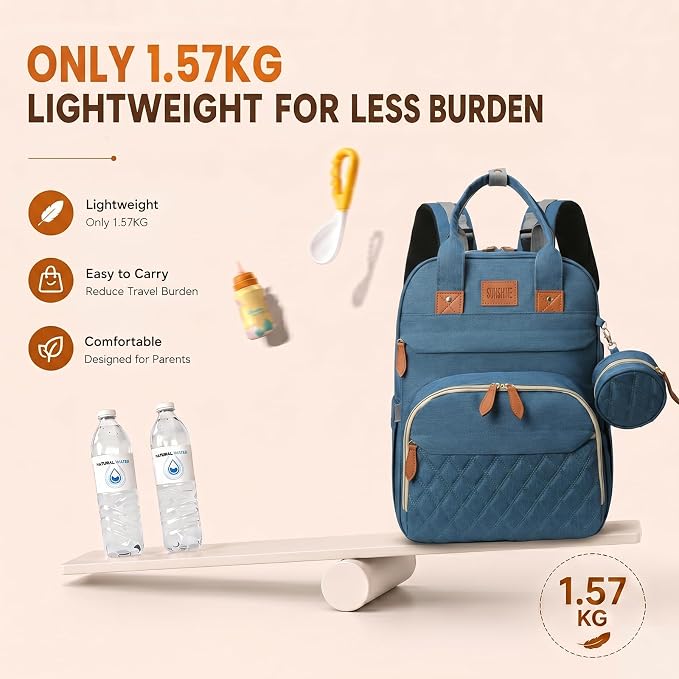 HAWILAND Diaper Bag Backpack for Mom Dad, Large Travel Baby Bag, Lightweight Diaper Bag with Insulated Pockets & USB Changing Port, Blue - Image 7