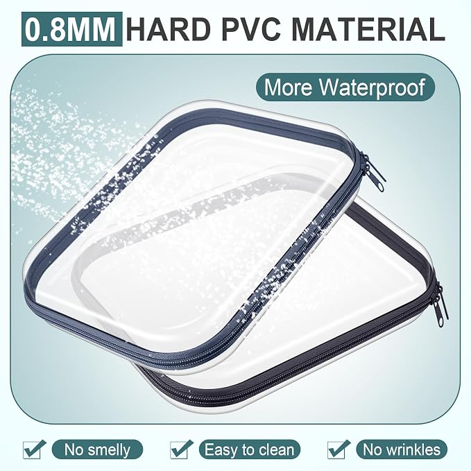 Sanwuta 6 Clear Hard Zipper Case,Blue-green,9.84 X 7.87 X 2 Inch | Pencil Case Pouches ,Makeup Bag,Plastic Toiletry Diaper Bag ,Travel Toy Storage,Waterproof Organizer Bins - Image 4