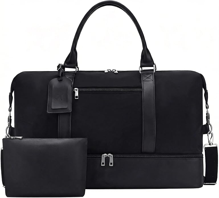 Women's Weekender bag Travel Duffel Bag with Shoe Compartment 21-inch Airline-Approved Carry-On, 2-Piece Overnight Bag Set Personal Item Luggage by GAYUAPEIABAG