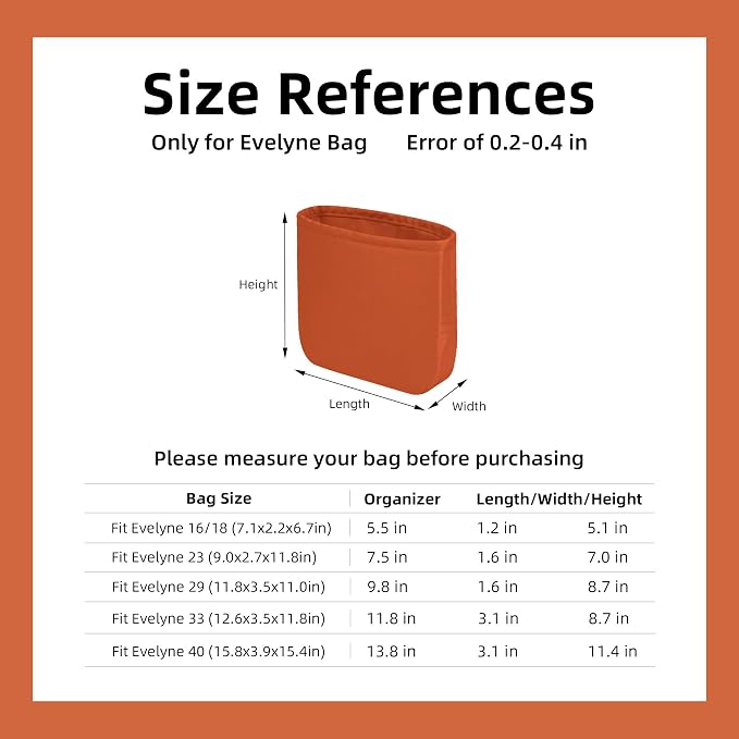 DGAZ Silk Purse Organizer Insert for Evelyne Bag(Vitality orange,TGM) | Soft and Lightweight,Perfect Fit,Multi-pocket Storage,Bag Protector,Luxury Bag Care,Handmade,for Smooth Bag Organizer - Image 6