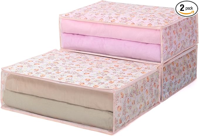 Astro Bedding 168-02 Storage Bags for Blankets, Towel Blankets, Thin Comforters, Tulip Pattern, Non-woven Fabric by ASTROSTORAGE