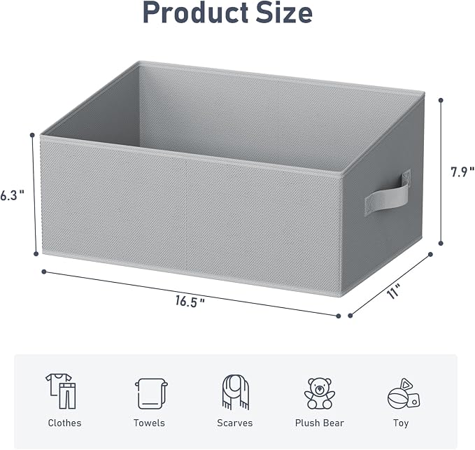 DIMJ Closet Storage Bins 8 Pack - Fabric Storage Baskets for Shelves, Large Clothes Organizers with Handles, Trapezoid Shelf Organization Storage Cubes for Purse, Toys, Books, Towel, Clothes - Image 2
