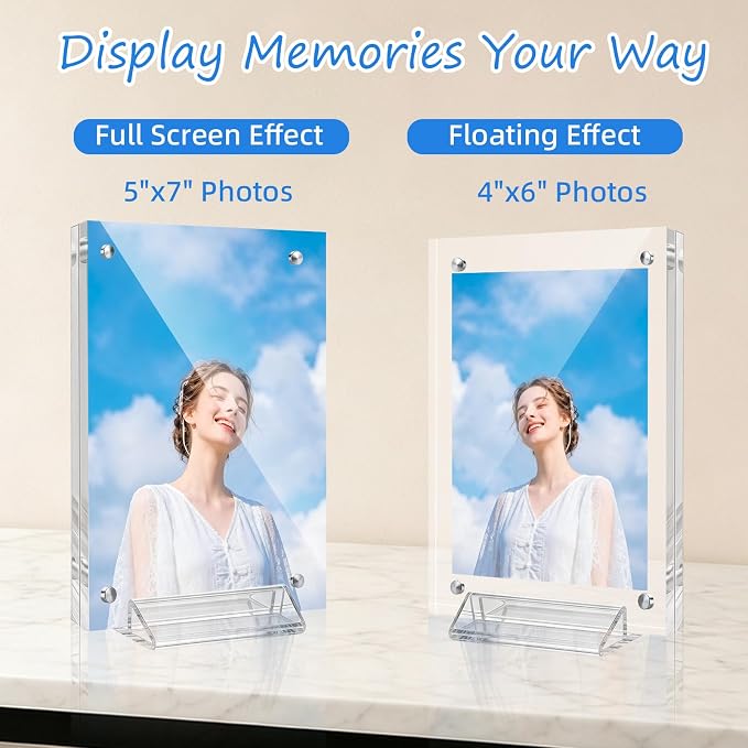 5X7 Acrylic Picture Frame with Stand Clear Magnetic Photo Fridge | Desktop Frameless Photo frame,Can be placed vertically,laid flat,or attached to the fridge,for Family, Baby, Friend Best Gift - Image 5