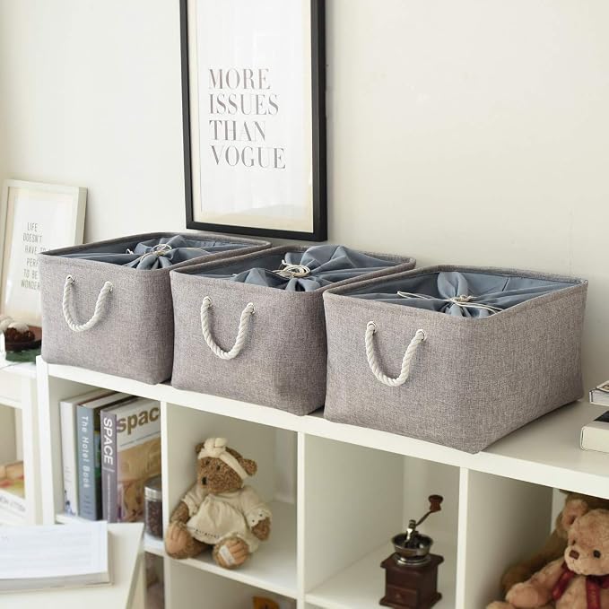 Fabric Storage Bins Baskets for Organizing, Large Sturdy Storage Basket W/Handles, Decorative Foldable Storage Baskets for Shelves Closet Nursery Toy (X Large - 3 Pack 17.7L×13.8W×9.8H) - Image 5